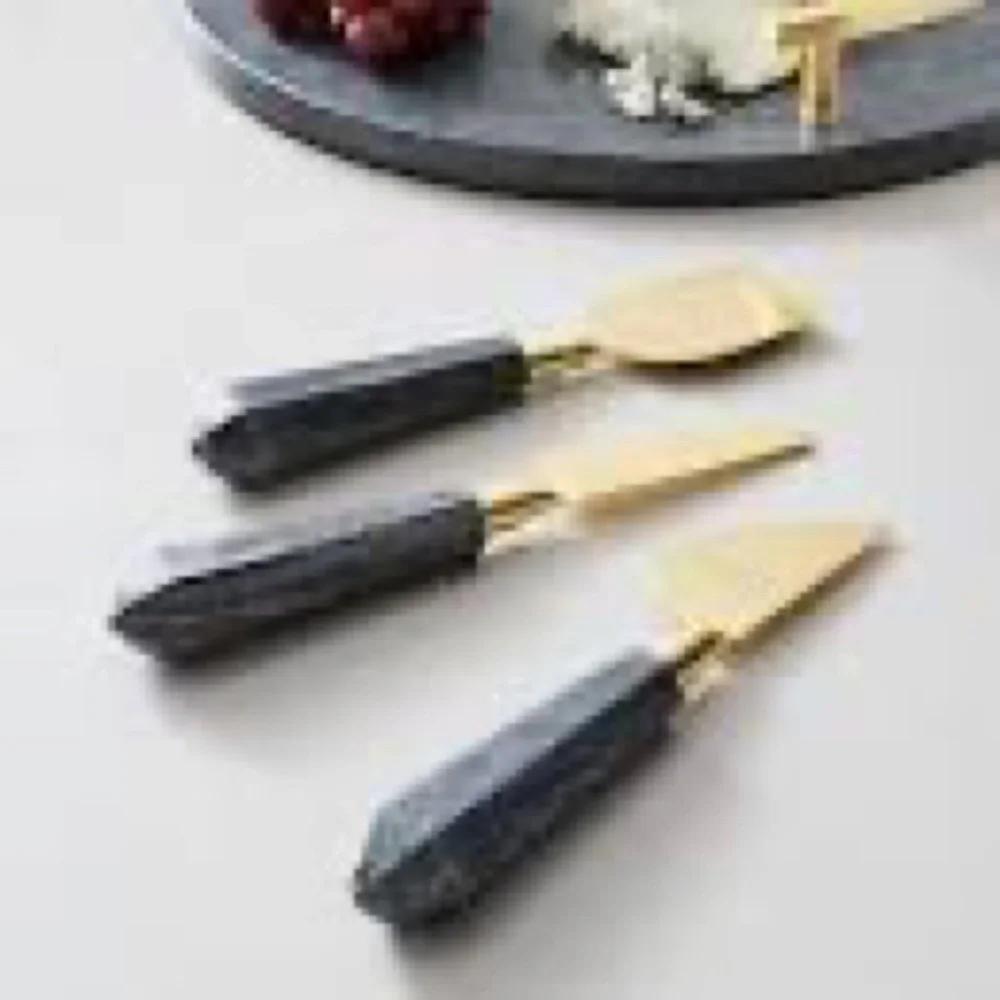 West Elm green cheese knives set